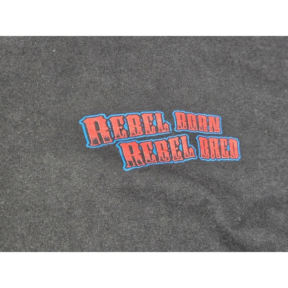Rebel Born Rebel Bred Skull Graphic Biker T Shirt Black Vintage Style Tee - Picture 3 of 8